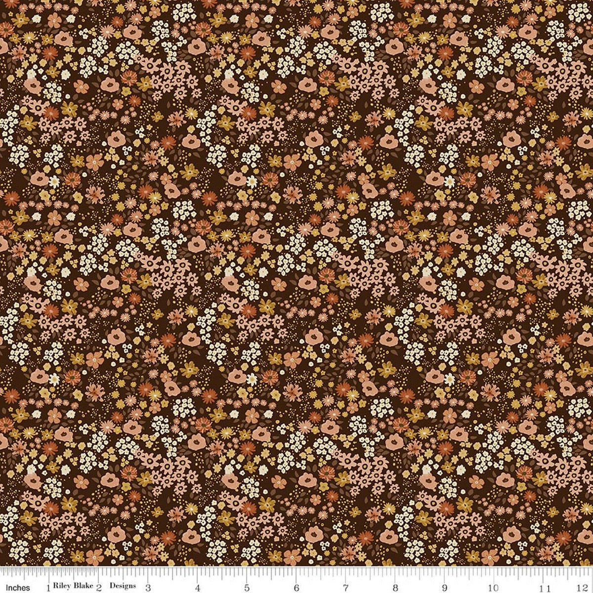 Worth Repeating Flower Garden Coffee Quilt Fabric by Sandy Gervais
